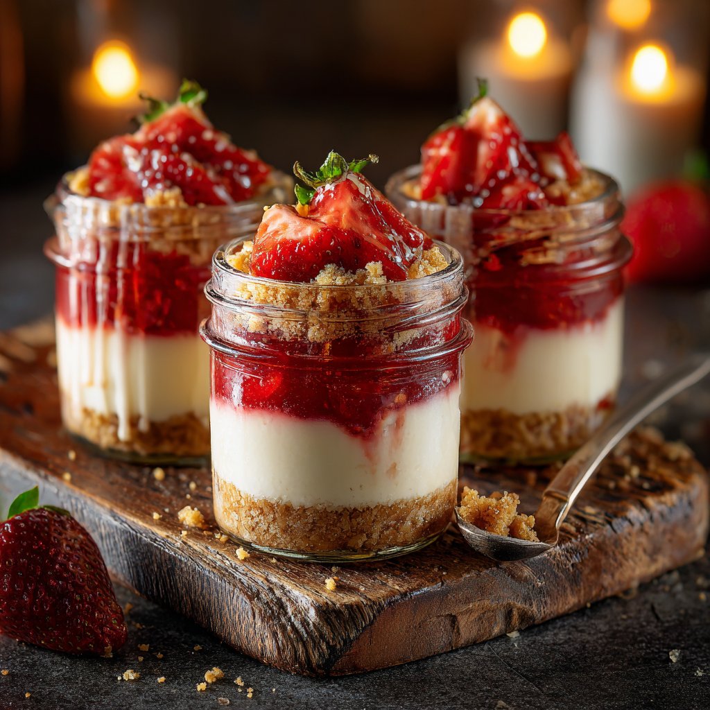 Mini Strawberry Cheesecake Jars