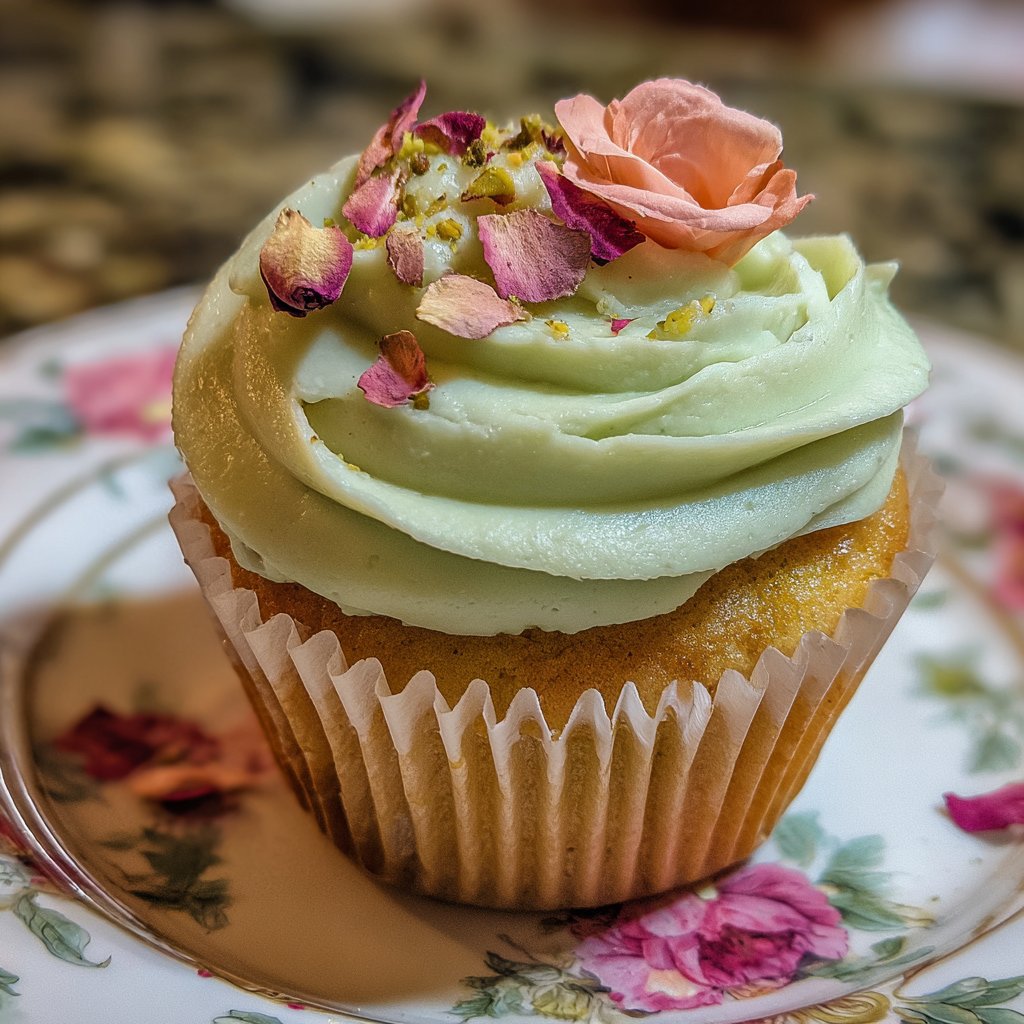 Pistachio Rose Cupcake Charm